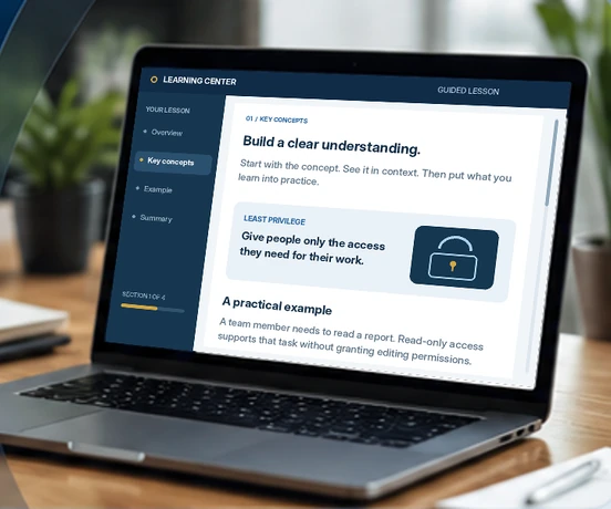 Guided lesson screen with definitions and examples.